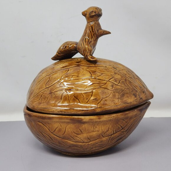 Vintage Handcrafted Holland Mold Squirrel‎ Nut Bowl With Lid - Picture 4 of 16